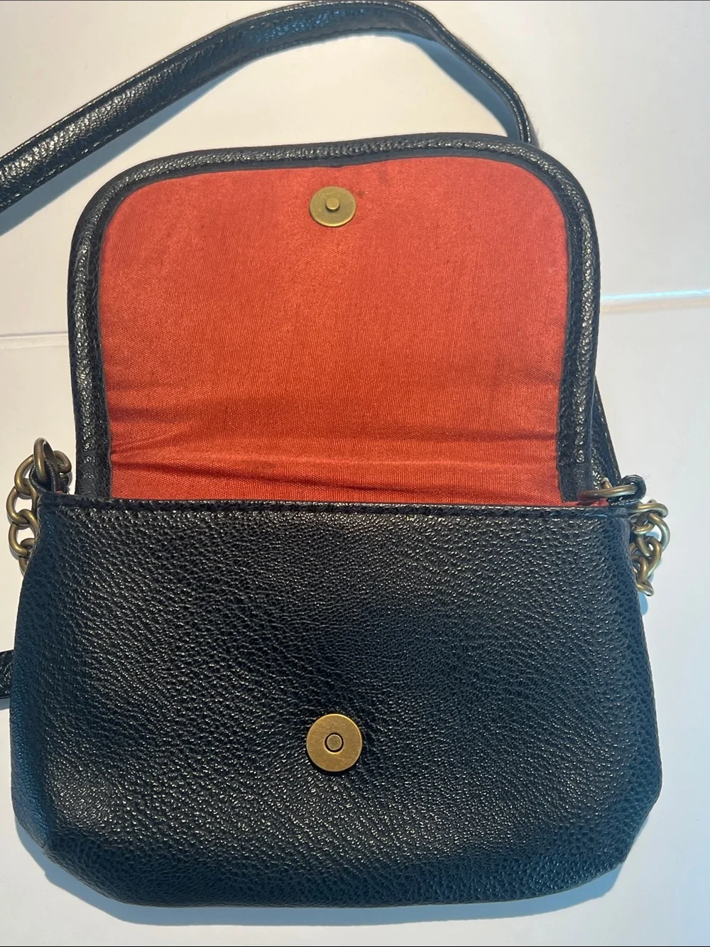 American Rag Black Woven Leather Crossbody with Brass Accent